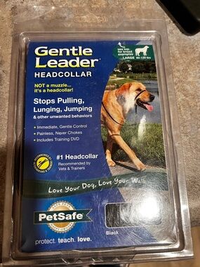 PetSafe Gentle Leader Headcollar Large 60–130 lb Black Dog Training Collar NEW